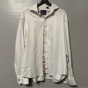 English Lanundry Christopher Wicks XXL White  Embroidered Flip Cuff